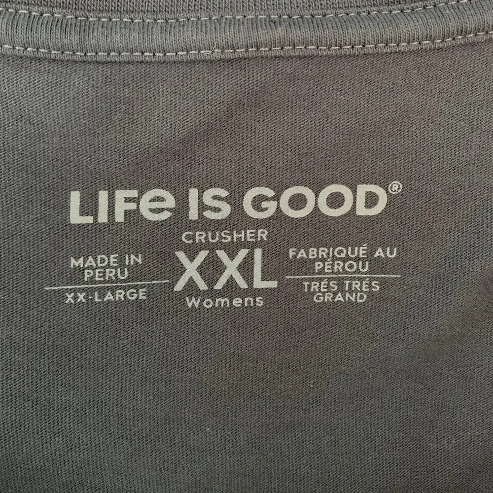 LIFE IS GOOD Womens Mosaic Cat V Neck Long Sleeve Crusher Tee - Picture 3 of 4